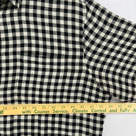 THEORY Shirt Mens XL Cotton Wool Gauze Gingham Check Button Up Double Face Black - Picture 14 of 16
